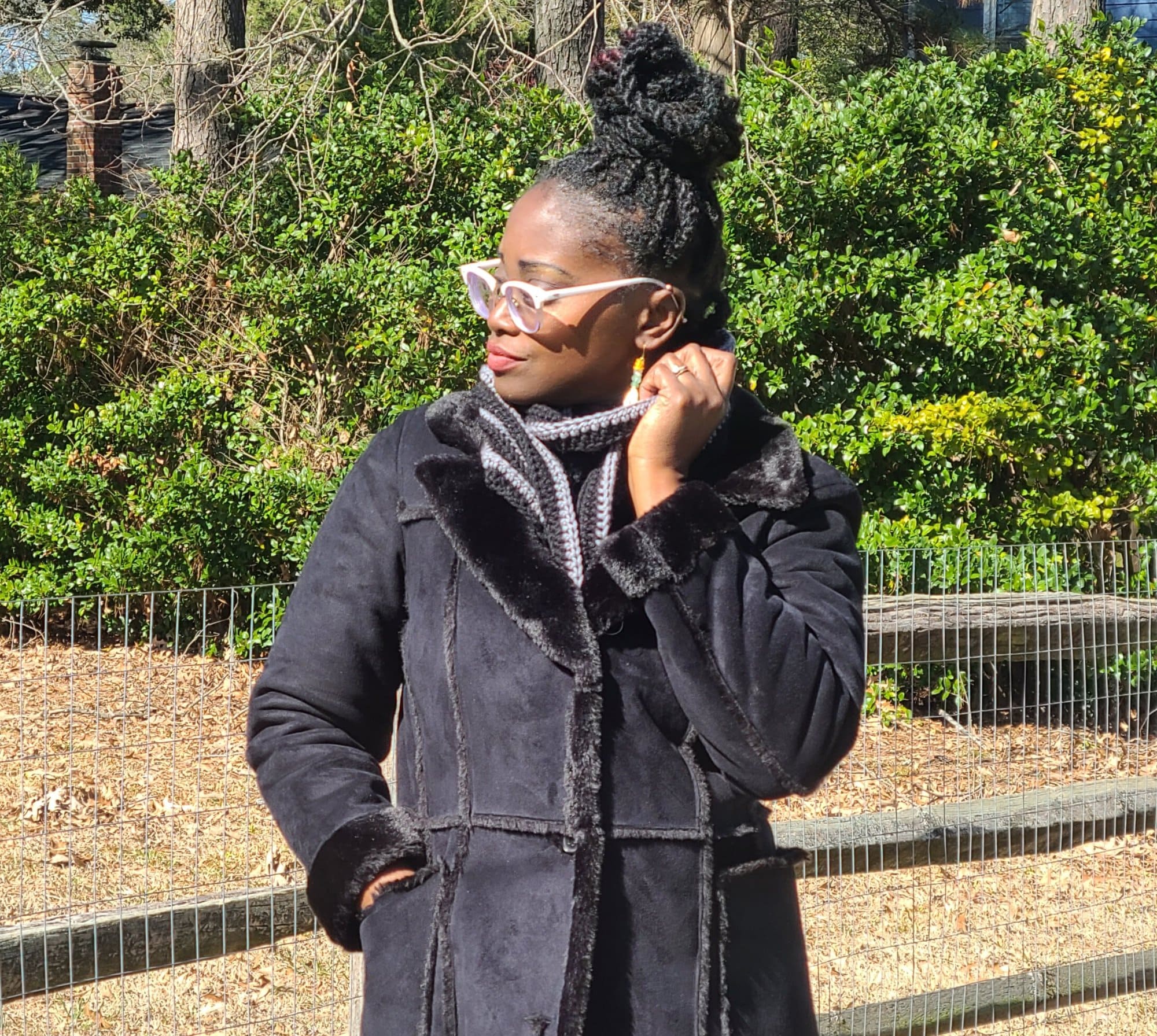 Black and Gray Two Color Crochet Scarf