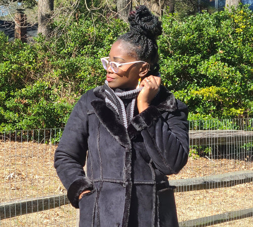 Black and Gray Two Color Crochet Scarf